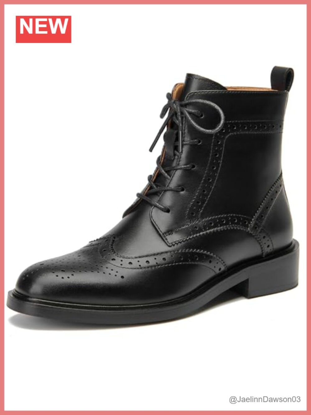 Women's Leather Combat Boots Ankle Lace Up Wingtip Brogue Oxfords